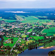 aerial photo, aerial photo, aerial photos, aerial photos, Dala-Järna, Dalarna, drone aerial, drönarfoto, habitation, samhällen, summer, Västerdalälven
