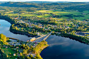 aerial photo, aerial photo, aerial photos, aerial photos, drone aerial, drönarbild, drönarfoto, fishing spots, Hammarstrand, Indal river, Jamtland, samhällen