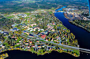 aerial photo, aerial photo, aerial photos, aerial photos, autumn, drone aerial, drönarfoto, Indal river, Jamtland, Krokom, samhällen