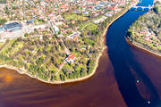 aerial photo, aerial photo, aerial photos, aerial photos, church, churches, community, Dalarna, drone aerial, drnarfoto, Leksand, samhllen, spring