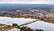 aerial photo, aerial photo, aerial photos, aerial photos, autumn, bridge, drone aerial, drönarfoto, Jamtland, samhällen, Stroms Vattudal, Stromsund bridge, Strömsund, Vattudalen