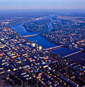 aerial photo, aerial photo, aerial photos, aerial photos, bridges, city, drone aerial, drnarfoto, stder, Sweden, Ume river, Ume, West Bothnia