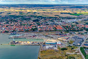 aerial photo, aerial photo, aerial photos, aerial photos, drone aerial, drnarfoto, fishing port, port, samhllen, Skne, small-boat harbour, summer, Ystad