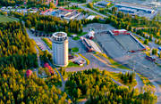 aerial photo, aerial photo, aerial photos, aerial photos, Arktura, drone aerial, drnarbild, drnarfoto, evening, jamtkraft, Jamtland, Ostersund, ski stadium, skidskyttebana, skjutvall, stder, summer, thermos