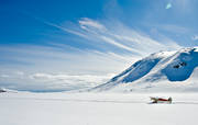 aeroplane, Cub, Dorrsjoarna, fly, Jamtland, landscapes, mountain, mountain flight, mountains, Oviksfjallen, Piper, ski flight, sports flights, sports plane, winter, winter flying