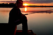 angling, Bohusln, coast, evening, reel, sea, seasons, summer, sunset