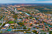 aerial photo, aerial photo, aerial photos, aerial photos, Arboga, Arbogaån, drone aerial, drönarfoto, evening light, städer, summer, Västmanland