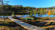 Arrenjarka, autumn, cottage village, chalet complex, installations, Lapland, mountain village