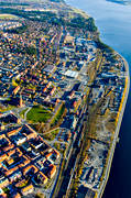 aerial photo, aerial photo, aerial photos, aerial photos, autumn, bangrd, bangrdsomrdet, beach, drone aerial, drnarfoto, industrial area, Jamtland, Ostersund, railway, Storsj Strand, stder