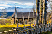 Areskutan, barn, buildings, engineering projects, farms, fence, house, Jamtland, Kalls hembygdsgrd, old, timbered