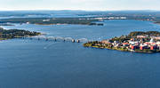 aerial photo, aerial photo, aerial photos, aerial photos, autumn, Bergnsbron, bridge, drone aerial, drnarfoto, Grsjlfjrden, installations, landscapes, lule river, Lulea, North Bothnia, samhllen