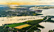 aerial photo, aerial photo, aerial photos, aerial photos, Bergvikssundet, bridges, broarna, drone aerial, drnarfoto, landscapes, morning, morning light, morning sun, North Bothnia, Pitea, samhllen, summer