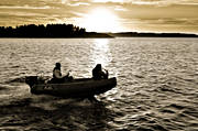 archipelago, boat, Bohusln, coast, communications, lake, landscapes, motor boat, nature, sea, sky, sunset, water
