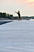 anglers, angling, bridge, reel, sea, seasons, summer