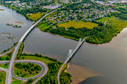 aerial photo, aerial photo, aerial photos, aerial photos, avfart, Bergsvikssundet, bridge, bridges, cable bridge, suspender bridge, cykelbro, cykelbron, Degernget, drone aerial, drnarfoto, E4 highway, Killingholmen, landscapes, North Bothnia, Pitea, pfart, samhllen, summer