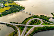 aerial photo, aerial photo, aerial photos, aerial photos, avfart, Bergvikssundet, cable bridge, suspender bridge, cykelbro, drone aerial, drnarfoto, E4 highway, hngbron, Killingholmen, landscapes, North Bothnia, Pitea, pfart, samhllen, summer