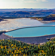 aerial photo, aerial photo, aerial photos, aerial photos, autumn, blygruvan, dam, drone aerial, drnarfoto, gruvdamm, installations, Laisvall, landscapes, Lapland, mine, mining plant