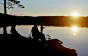 angling, angling, fishing, Landom lake, sunset
