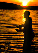 anglers, angling, backlight, dry fly, evening fishing, fishing, flyfishing, Great Lake, lake fishing, night fishing, sunset, swimfeeder