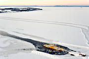 aerial photo, aerial photo, aerial photos, aerial photos, car ferry, drone aerial, drnarfoto, ferry, frjeled, frjelge, ice track, ison, ice iland, Jamtland, landscapes, Sunne, winter