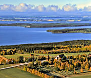 aerial photo, aerial photo, aerial photos, aerial photos, autumn, church, church, churches, drone aerial, drnarfoto, Froson, Frs kyrka, Great Lake, Jamtland, landscapes, Ostersund, stder