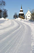 church, church, churches, Froson, Frs kyrka, Jamtland, Ostersund, snow, winter, winter road