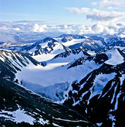 aerial photo, aerial photo, aerial photos, aerial photos, Akkajekna, Akkavagge, Alkavagge, drone aerial, drnarfoto, glacier, landscapes, Lapland, mountain peaks, national park, Sadelberget, Sarek, summer