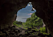Gotland, grotta, Stora Frvar, Stora Karls, sunset