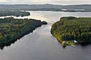 aerial photo, aerial photo, aerial photos, aerial photos, beach, bridge, building, cottage, drone aerial, drnarfoto, Fagervik lake, Holm lake, house, near shore, strait