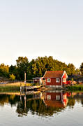 archipelago, boat-house, boat-houses, buildings, coast, cottage, house, lake, landscapes, nature, sea, sky, Vstergtland