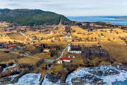 aerial photo, aerial photo, aerial photos, aerial photos, church, churches, drone aerial, drnarfoto, Great Lake, grotta, Hoverberg, Hoverberget, Jamtland, landscapes, spring, spring ice, villages