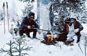 break, camp, camp fire, capercaillie, capercaillie hunting, cooking, hunting, outdoor, outside, rest, snow, winter