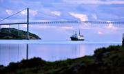 boats, bridge, bridges, communications, fjord, Hurtigrutten, Norway, Rorvik, sea, ship, shipping, water