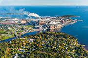 aerial photo, aerial photo, aerial photos, aerial photos, Angermanland, Dombcksn, drone aerial, drnarfoto, factory, Husum, Husn, installations, kustnra, Mets Board, papermill, pulp factory, pulp industry, wood pulp industry, reningsverk, Rgn, samhllen, summer, woodpulp, paper pulp, paper wood