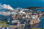 aerial photo, aerial photo, aerial photos, aerial photos, Angermanland, drone aerial, drnarfoto, factory, Husum, installations, kustnra, Mets Board, papermill, pulp factory, pulp industry, wood pulp industry, Rgn, samhllen, summer, woodpulp, paper pulp, paper wood