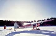 aeroplane, aviation, communications, fishing, fly, ice fishing, ski flight, Super Cub, winter flying