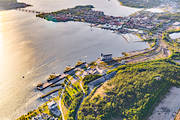 aerial photo, aerial photo, aerial photos, aerial photos, drone aerial, drnarfoto, evening, harbour, isbrytare, Lulea, North Bothnia, stder, summer, sunset