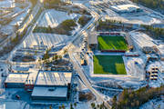 aerial photo, aerial photo, aerial photos, aerial photos, arena, arsenal, drone aerial, drnarfoto, fotball stadium, fotboll, Jamtkraft Arena, Jamtland, Ostersund, season, seasons, stadium, stder, winter, FK