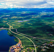 aerial photo, aerial photo, aerial photos, aerial photos, drone aerial, drönarfoto, E10, Kiruna, landscapes, Lapland, Luossajärvi, Riksgränsvägen, road, städer, summer, Swedish border