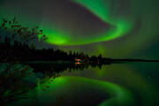aurora borealis, nature phenomenon, night sky, northern lights, reflection, sky, sky phenomena