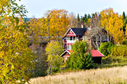 autumn, autumn colours, buildings, farms, house, installations, Jamtland, red-painted
