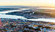 aerial photo, aerial photo, aerial photos, aerial photos, centre, drone aerial, drnarfoto, evening, Froson, ice break-up, Jamtland, Ostersund, spring, stder, sunset