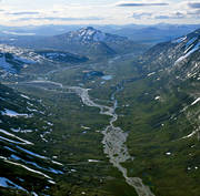 aerial photo, aerial photo, aerial photos, aerial photos, drone aerial, drnarfoto, landscapes, Lapland, mountain, national park, national parks, participate landscape, Routesvagge, Sarek, summer, valley