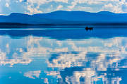 boat, landscapes, Lapland, rowing-boat, Saggat, summer