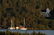 boat harbour, boats, buildings, castle, Great Lake, installations, Jamtland, sail, sailing boats, sailing-boat, Verkon, Verk slott