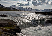 alpine, backlight, fall, forsnacke, landscapes, Lapland, Ljusspel, mountain, national park, Padjelanta, sarjusjaure, stream, summer, water fall