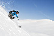 down-hill running, offpist, playtime, skier, skies, skiing, snow-spray, sport, winter