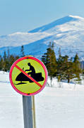 communications, Jamtland, land communication, landscapes, mountain, sign, skoterfrbud, snowmobile, snowmobile, winter