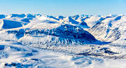 aerial photo, aerial photo, aerial photos, aerial photos, Basstavagge, drone aerial, drnarbild, drnarfoto, istidslmning, landscapes, Lapland, mountain slope, Rinim, Sarek, skvalrnna, winter