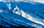 bckravin, Dagarlbdd, landscapes, Lapland, mountain, Sitojaure, snow cornices, snowdrift, snowpack, winter